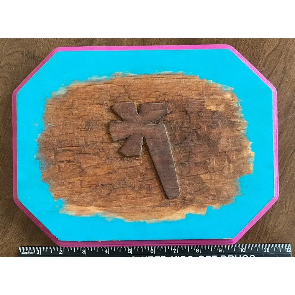 Ze Florist Miami Graffiti Art Hand Carved Painted Wood Plaque Orig. Flower Power